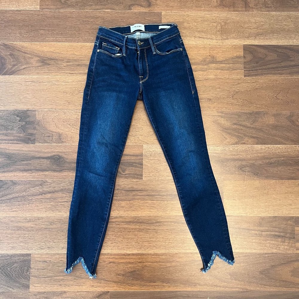 Frame Denim Le Skinny de Jeanne Crop Raw Hem Size 24